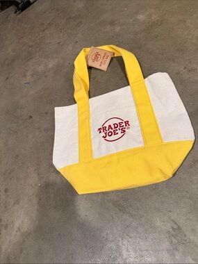 Trader Joe's Yellow & White Canvas Tote
